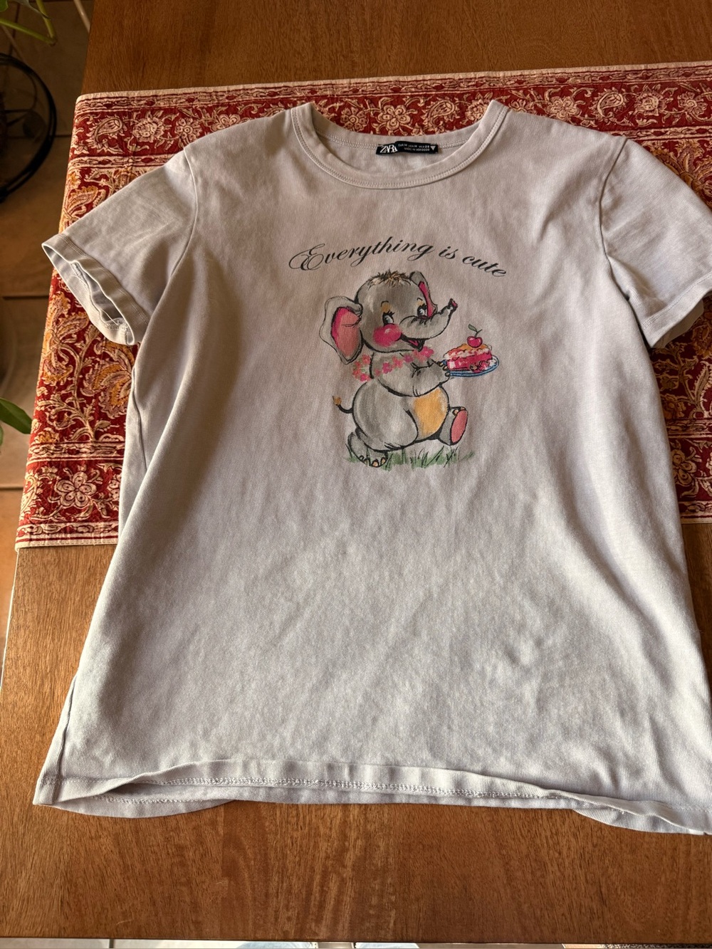 Zara Kids Grey Graphic Elephant Tee - "Everything is Cute"